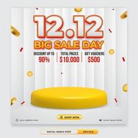 1212 discount sale square banner vector template with podium and abstract background