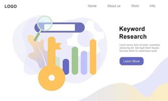 Flat vector illustration of keyword research, keyword ranking optimization on search engine, search engine optimization, SEO keywording process, website Keyword analysis. Design for web template, app.