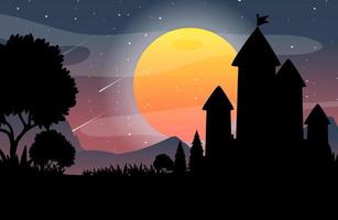 Spooky night background with full moon vector