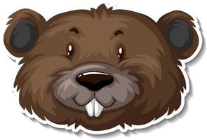 Head of Beaver animal cartoon sticker vector
