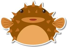 Puffer fish animal cartoon sticker vector