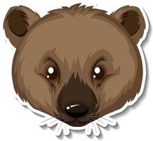 cabeza de oso pegatina de dibujos animados de animales vector