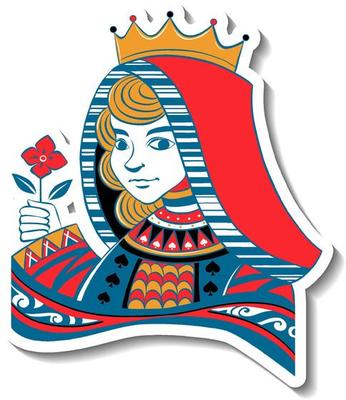 Queen playing card character sticker