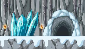 A Game Template Ice Cave Scene vector