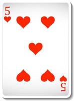 Five of Hearts Playing Card Isolated vector