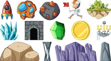 Set of isolated fantasy space objects vector