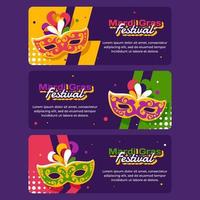 Colorful Mardi Gras Mask Banner Collection