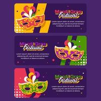 Colorful Mardi Gras Mask Banner Collection vector