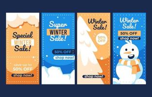 Winter Sale Stories Template Collection vector