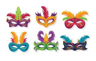 Mardi Gras Mask Icon Set vector