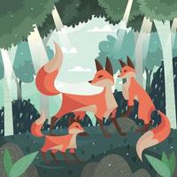Life of Foxes in The Wild vector
