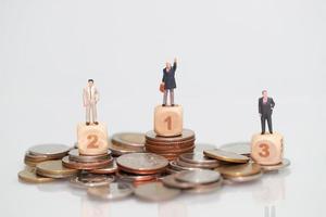 businessman standing on stacking photo