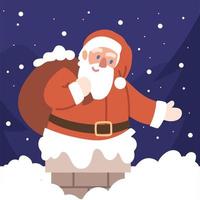 Santa with bag in roof vector