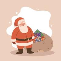 Santa and bag gifts vector