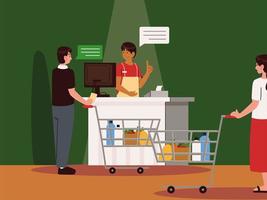 man cashier supermarket vector