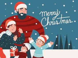 merry christmas greeting card vector