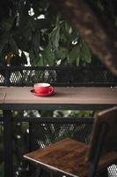 Hot coffee on table with abstract emotion photo