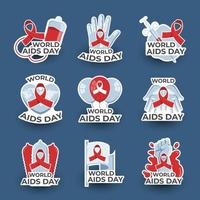 World Aids Day Sticker Collection vector