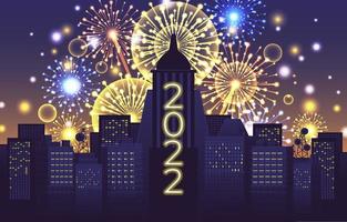 Cityscape Firework New Year Background vector