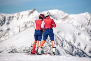 Grandvalira, Andorra . 2021 March 1 . Skiier in the Grandvalira ski resort in Andorra in 2021 photo
