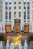 NEW YORK CITY, USA - JUNE 21, 2016. Prometheus Statue on Rockefeller Center in New York City