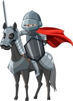 Knight riding a horse with weapon and shield vector