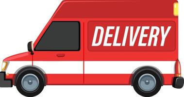 Red delivery van in cartoon style vector