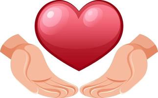 Glossy heart with two hands vector