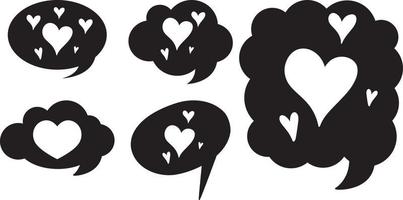 Heart symbols in speech bubbles set vector