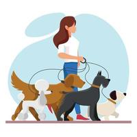 Woman with Pets vector