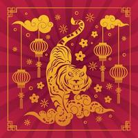 adorno de tigre para el año nuevo chino vector