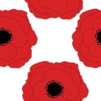 Red Poppies Flower Seamless Pattern Background Vector Illustrati