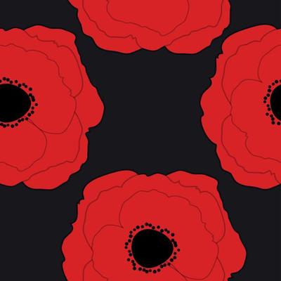 Red Poppies Flower Seamless Pattern Background Vector Illustrati