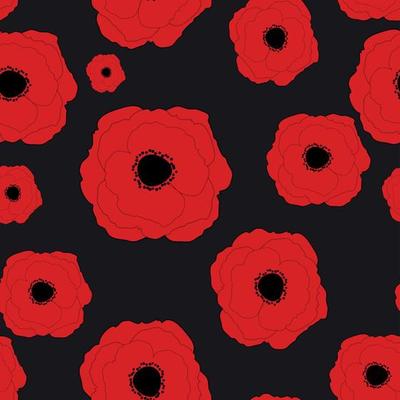 Red Poppies Flower Seamless Pattern Background Vector Illustrati