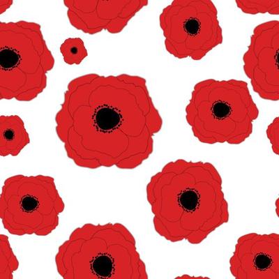 Red Poppies Flower Seamless Pattern Background Vector Illustrati