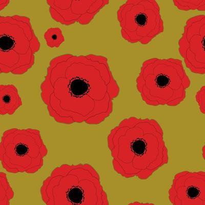 Red Poppies Flower Seamless Pattern Background Vector Illustrati