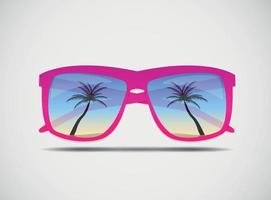 Gafas de sol con una ilustración de vector de palmera