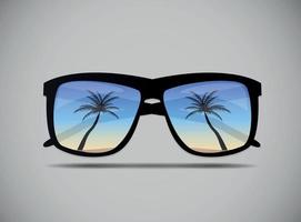 Gafas de sol con una ilustración de vector de palmera