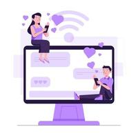 Couple Dating Online Concept vector