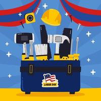 Tools Set in The Box for Labor Day Concept vector