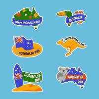 paquete de pegatinas del día de australia dibujado a mano vector