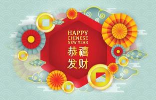 Gong Xi Fa Cai with Ornament Background vector