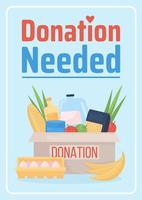 Donation needed poster flat vector template. Contribution to social welfare. Brochure, booklet one page concept design with cartoon characters. Offering foor for charity flyer, leaflet with copy space