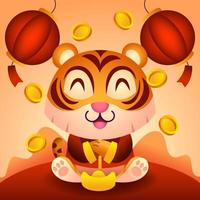 Cute Tiger Character in Chinese New Year Concept vector