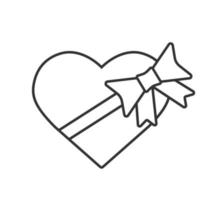 Sweets heart box linear icon. Thin line illustration. Valentine's Day present contour symbol. Vector isolated outline drawing