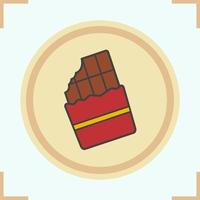 Chocolate color icon. Bitten chocolate bar. Isolated vector illustration