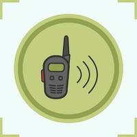 Walkie talkie color icon. Radio transceiver. Isolated vector illustration