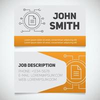 Business card print template with document logo. Programmer. Stationery design concept. Vector illustration