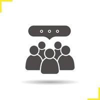 Conference icon. Drop shadow meeting silhouette symbol. Business teamwork. Company discussion. Vector isolated illustration