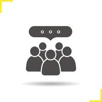 Conference icon. Drop shadow meeting silhouette symbol. Business teamwork. Company discussion. Vector isolated illustration